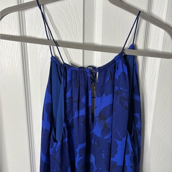 J.Crew Blue Floral Silk Halter Midi Dress Size 2 - Picture 2 of 7